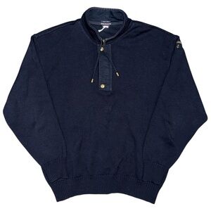 Paul Shark Yachting Bretagne 1/2 Zip Pullover Sweater 100% Wool Navy Blue Large